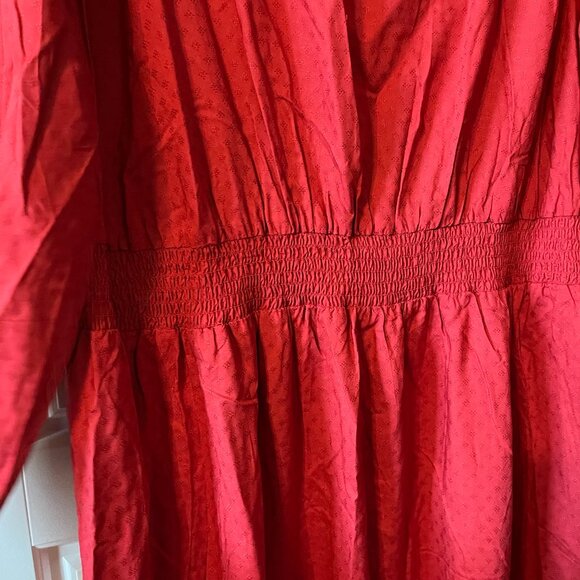 Croft & Barrow Plus Size Popover Textured Rayon Midi Dress Smocked Waist Sleeves - Picture 4 of 8
